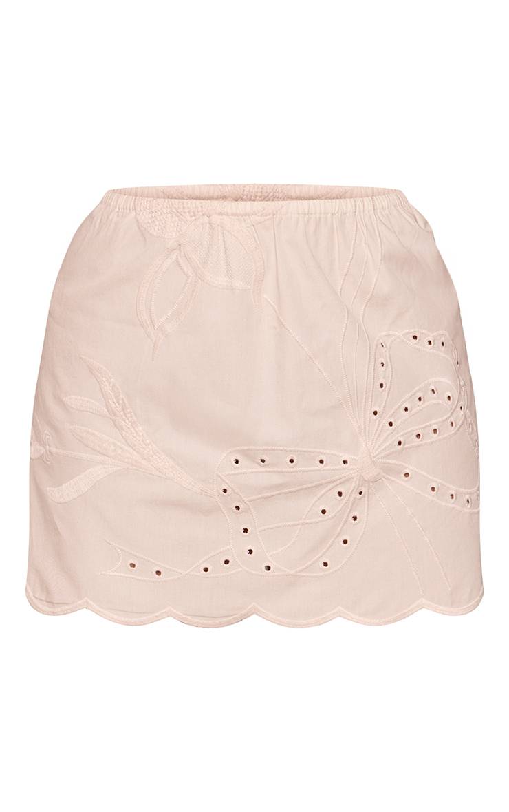 Blanc Jupe Mini En Coton Broderie Anglaise Avec Liens Sur Les Côtés Petite
