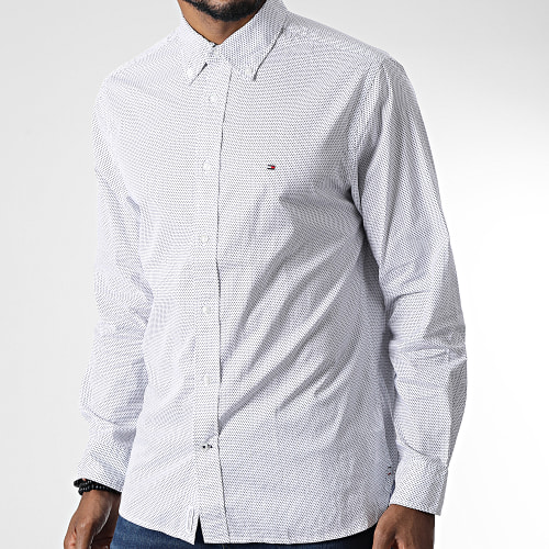 Chemise Manches Longues Core Flex Mini Geo Print 5036 Blanc