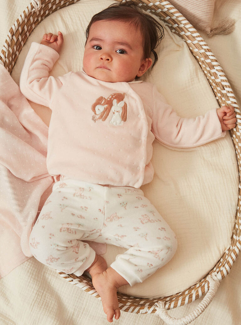 Pyjama rose et écru en velours