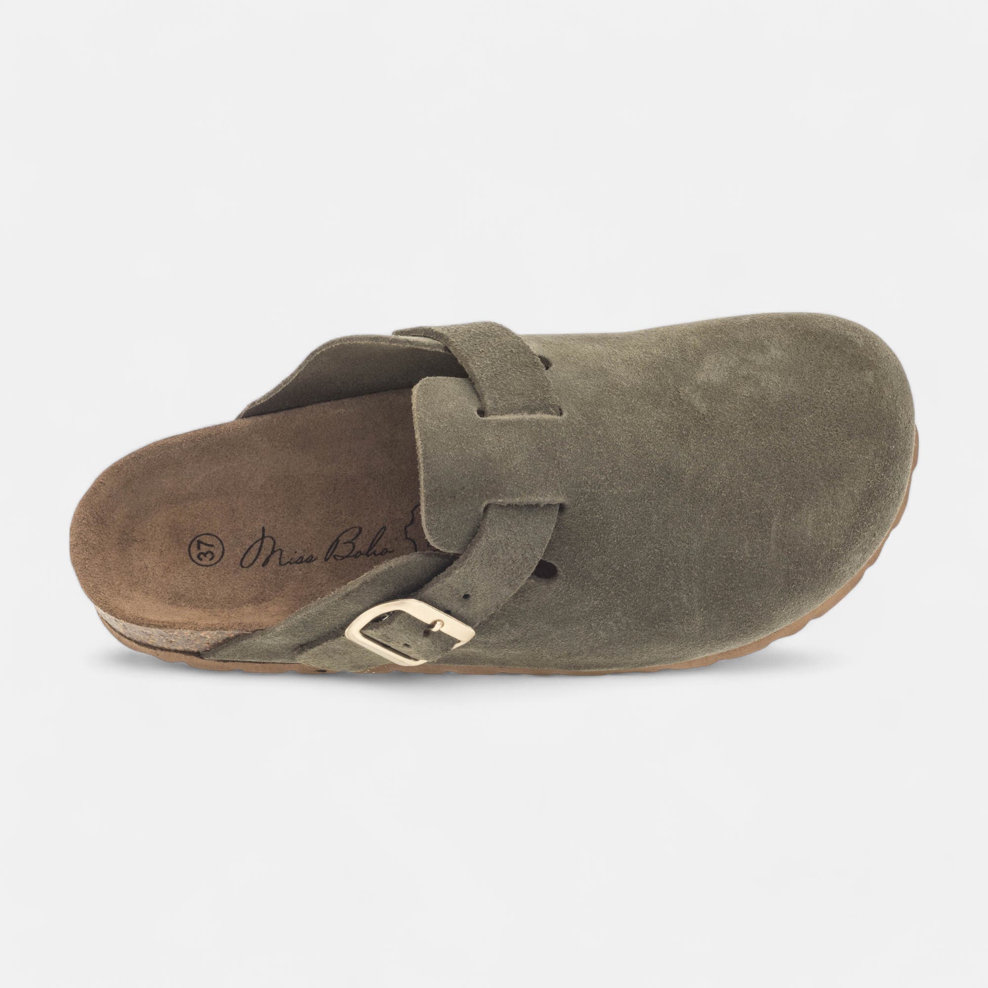 Mules Femme en cuir kaki