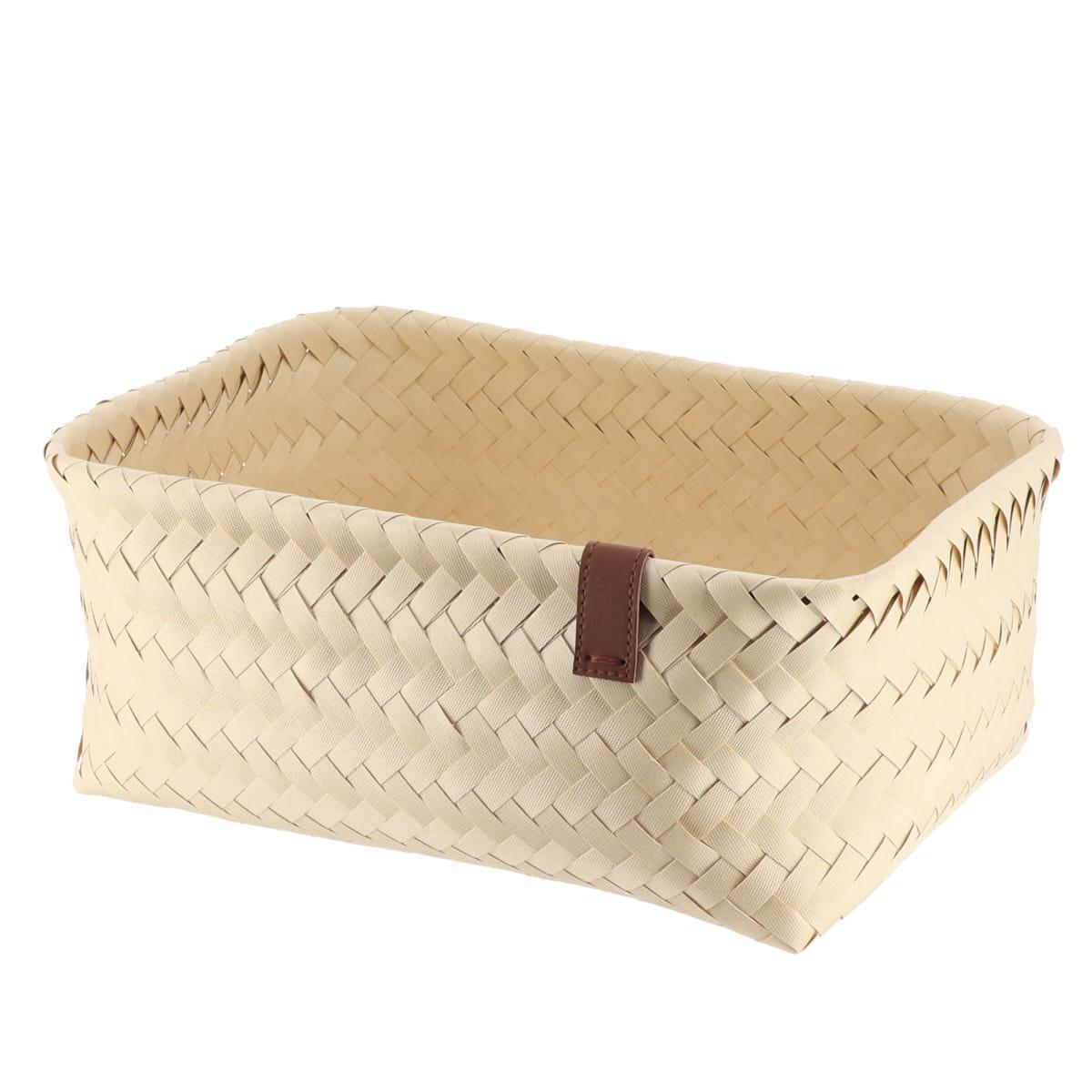 PANIERE EN 34X23.5X14CM ET LIEN FACON CUIR IVOIRE