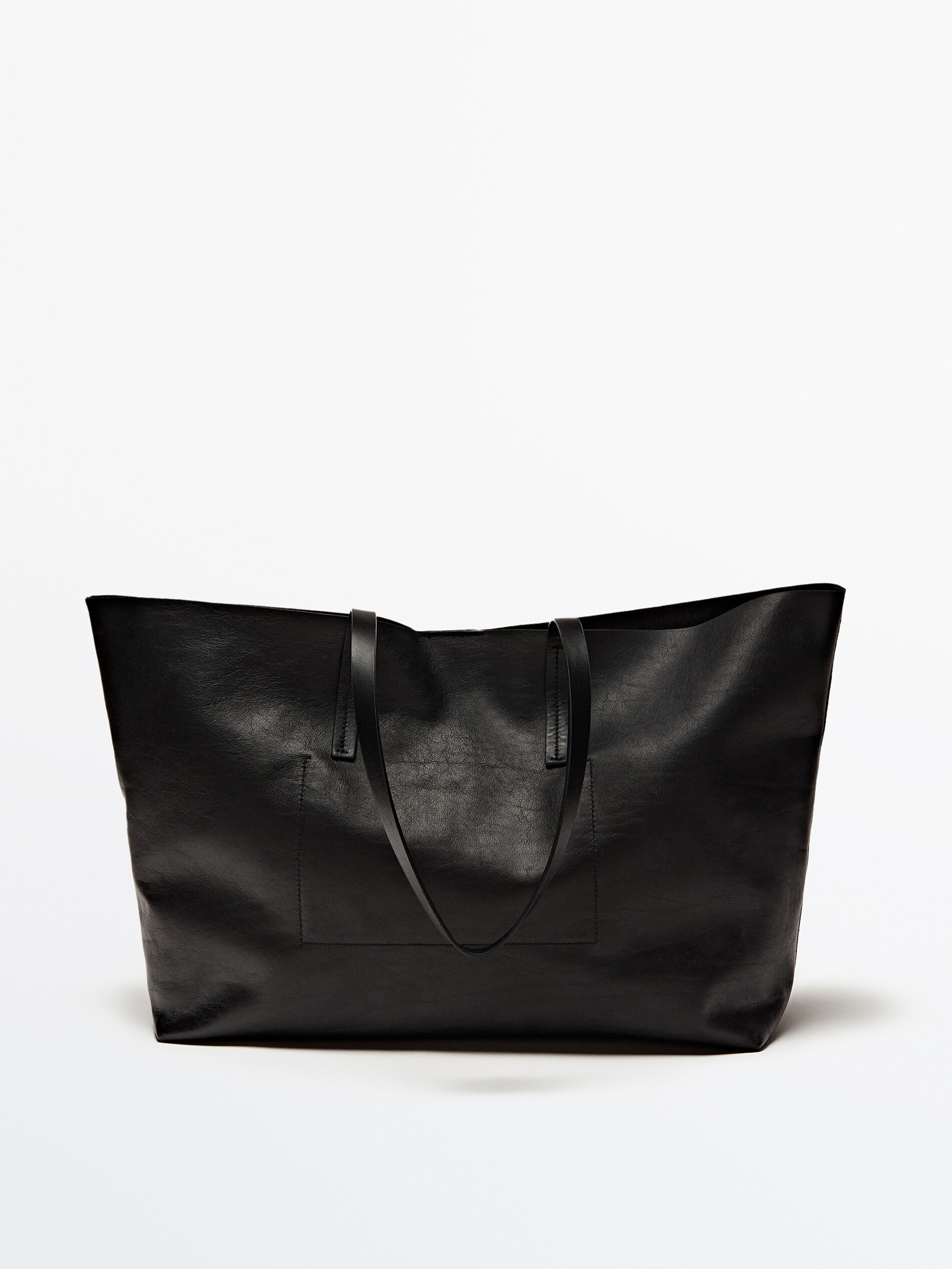 Bolsa shopper pele napa - NEGRO
