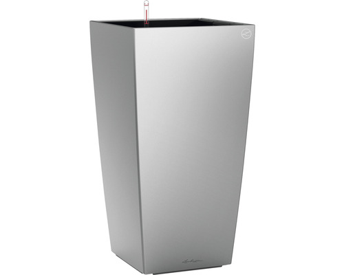 Lechuza Cubico 22 plantenbak complete set H 41 cm zilver