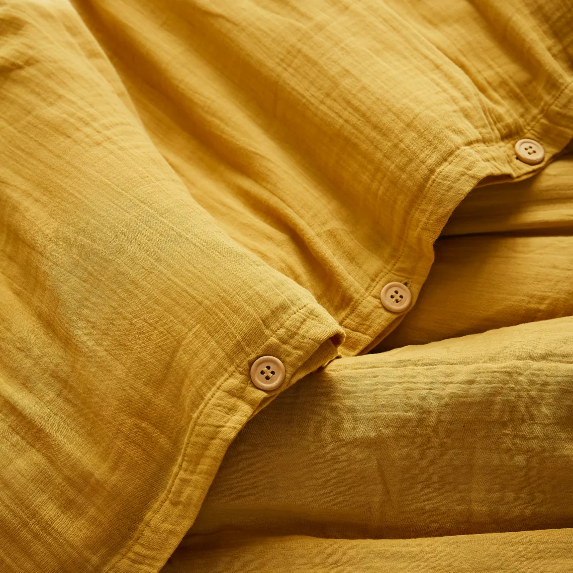 Housse de couette gaze de coton (200 x 200 cm) Gaïa Jaune safran