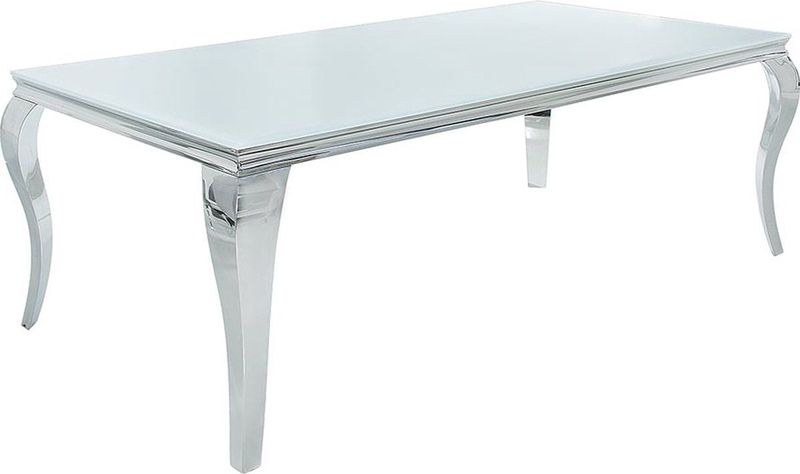 Barock - Eettafel - Wit Glas - 180 cm - Gepolijst Edelstaal