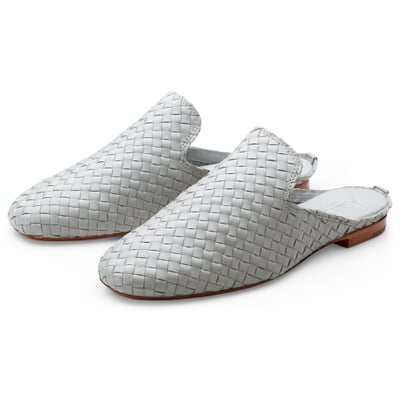 Damen-Slipper geflochten, Hellgrau