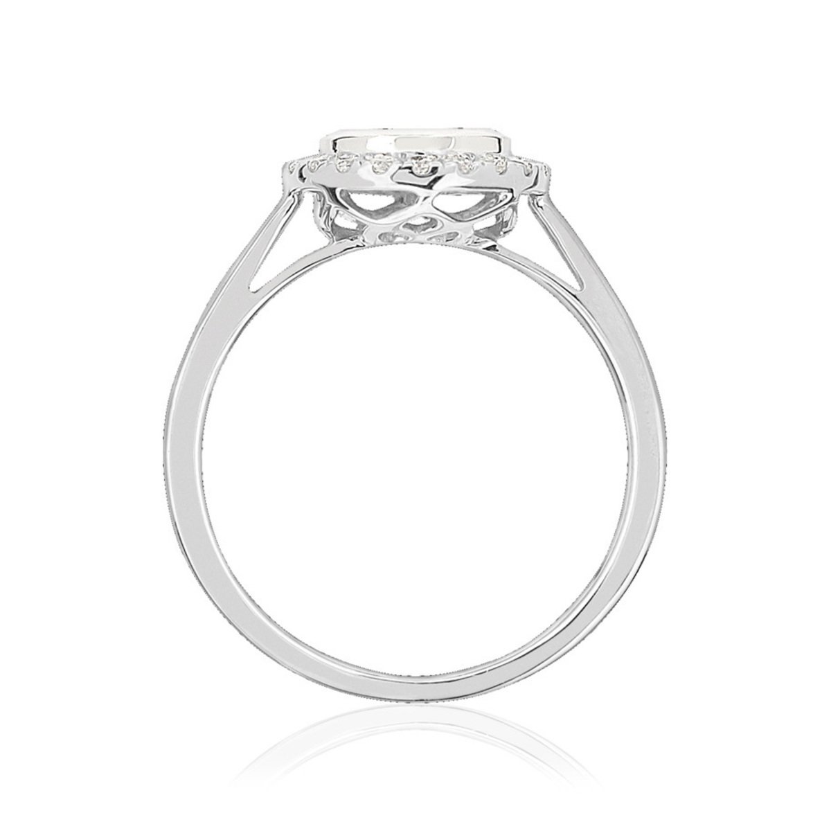 Bague or 750 blanc diamants synthétiques 0.50 carat