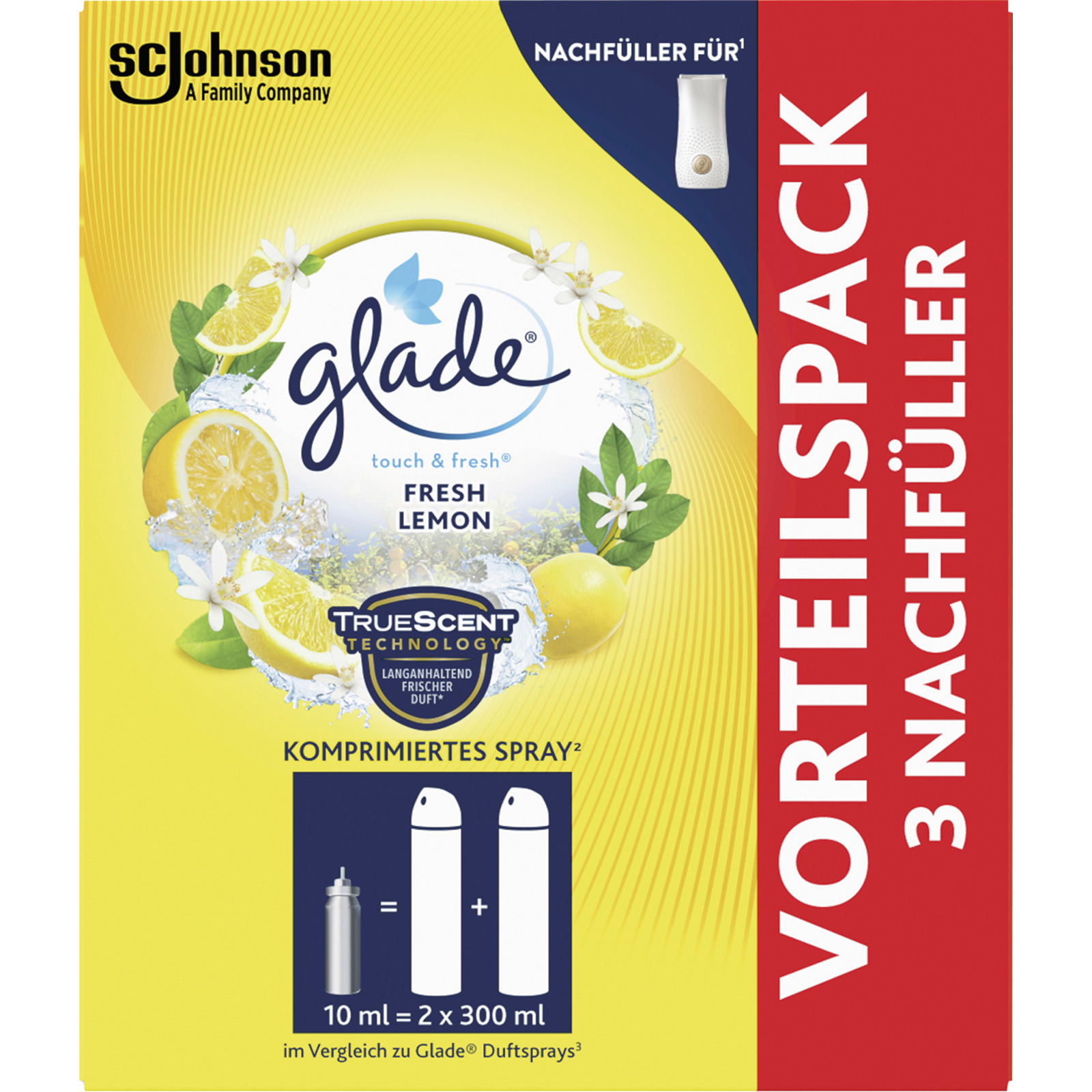 Glade Touch & Fresh Fresh Lemon Refill 3 x 10 ml