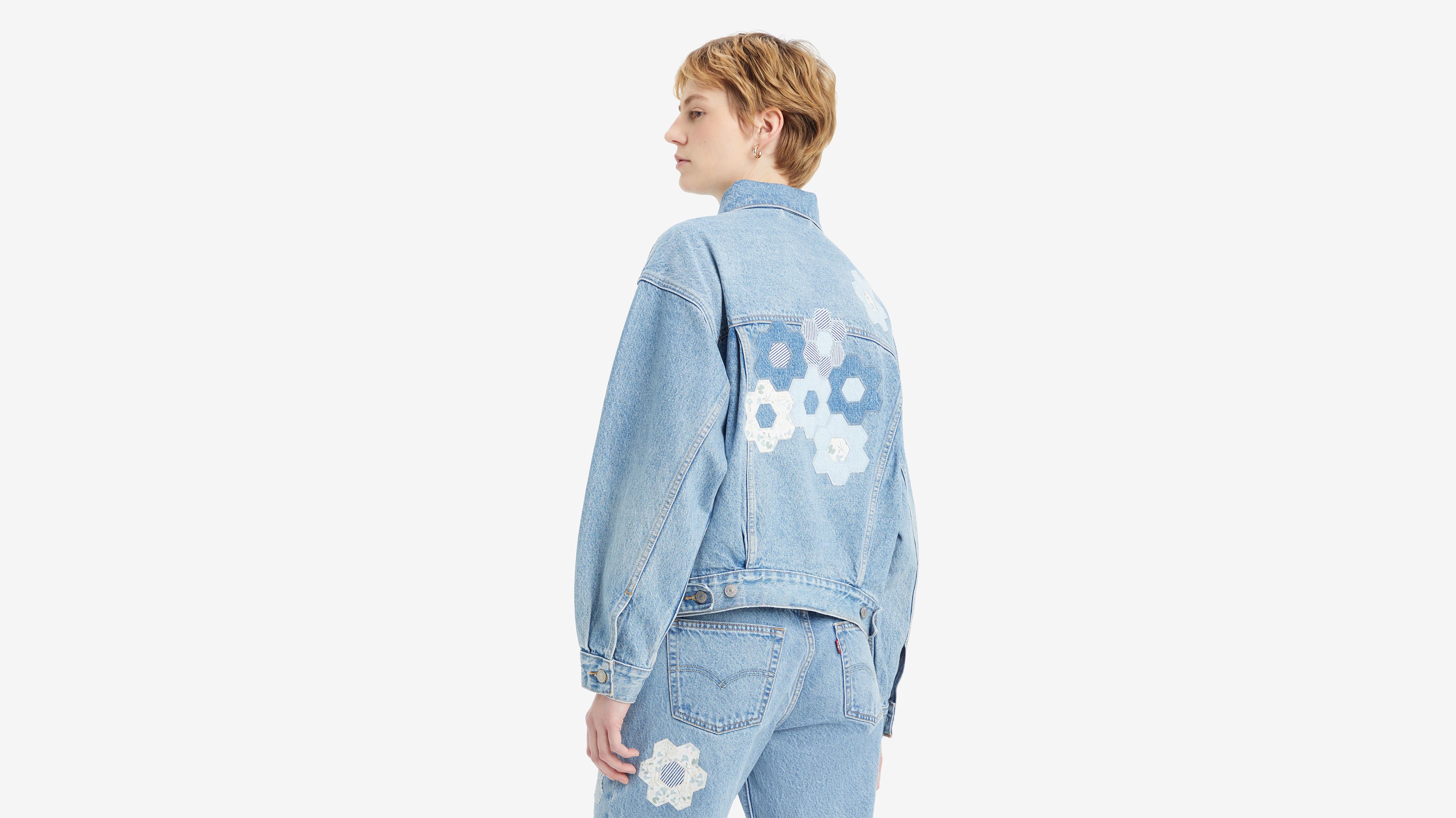 Veste Trucker ’90 - Geo Florals Trucker - Bleu