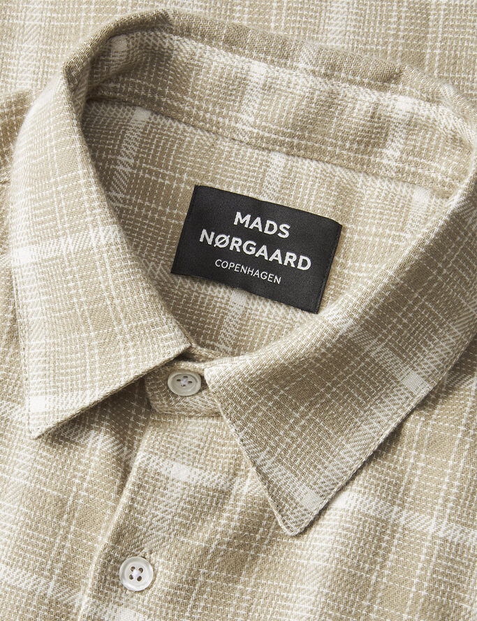 Mads Nørgaard - Copenhagen Alaska Flannel Check Sune Shirt Hvid brun striber