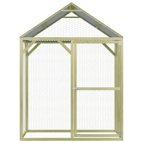 Galinheiro de madeira com toldo prateado/verde