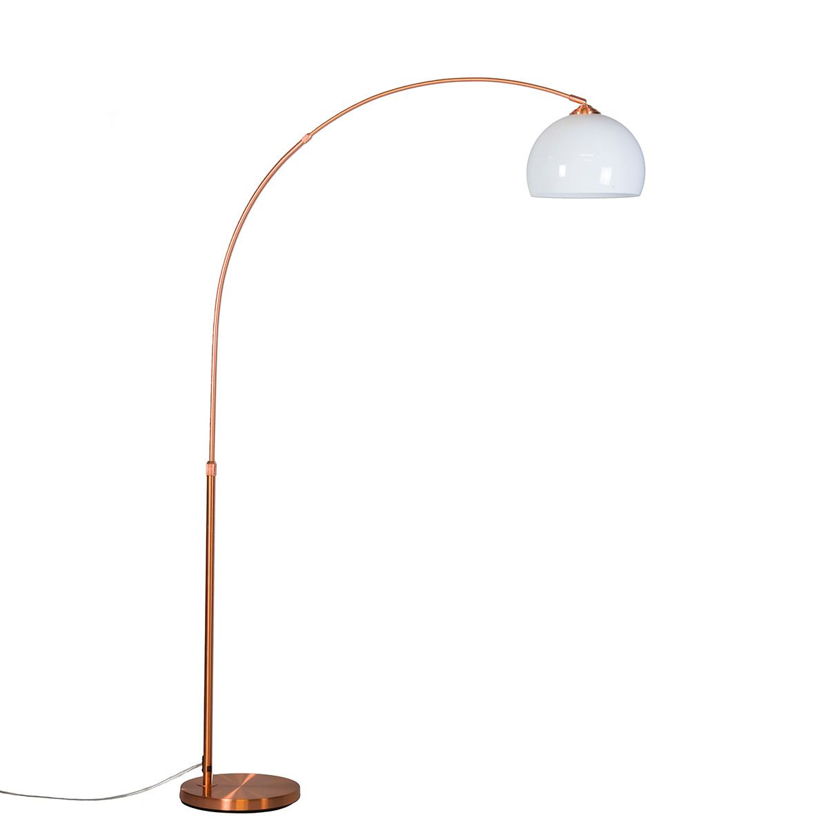Moderne booglamp koper met witte kap - Arc Basic
