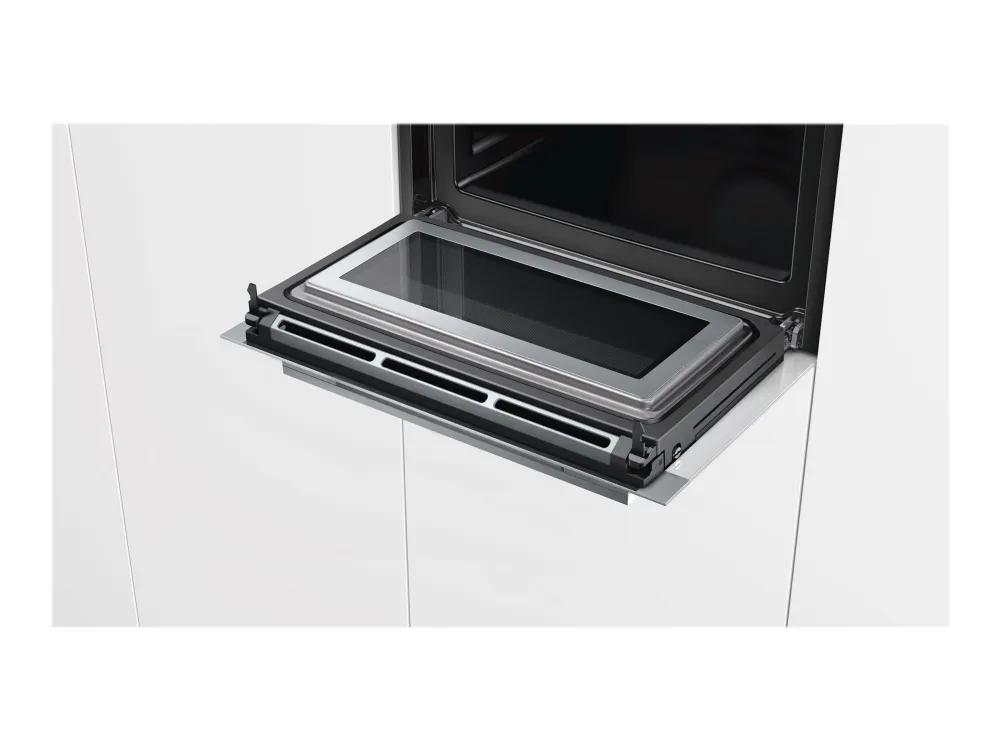 Siemens iQ700 CM633GBW1 - Kombinationsovn - til indbygning - niche - bredde: 56 cm - dybde: 55 cm - højde: 45 cm - hvid