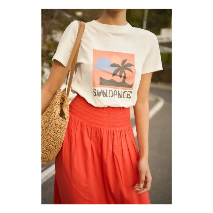 Alma Deia T-shirt Imprimé Sundance en Coton Bio | Blanc cassé