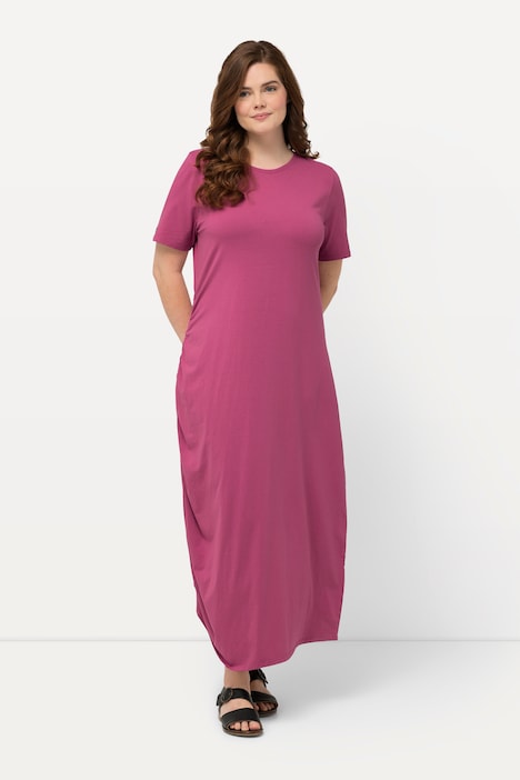 Jersey-Maxikleid, Rundhals, Halbarm, Biobaumwolle