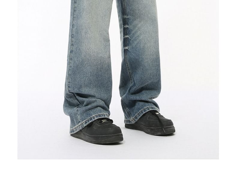 FAERIS - Mid Rise Washed Wide Leg Jeans