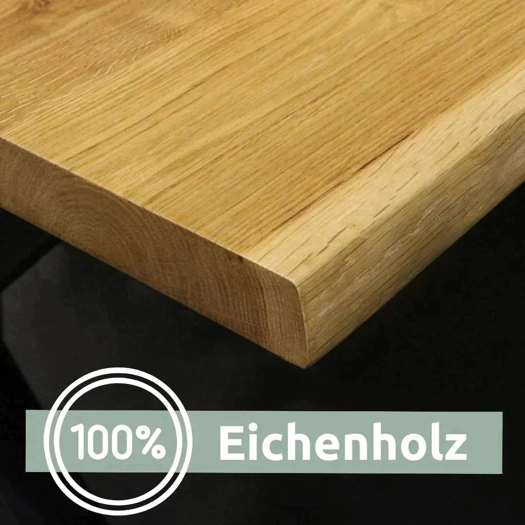 holz4home® Tischplatte 140cm x 80cm mit Baumkante aus massiver Eiche
