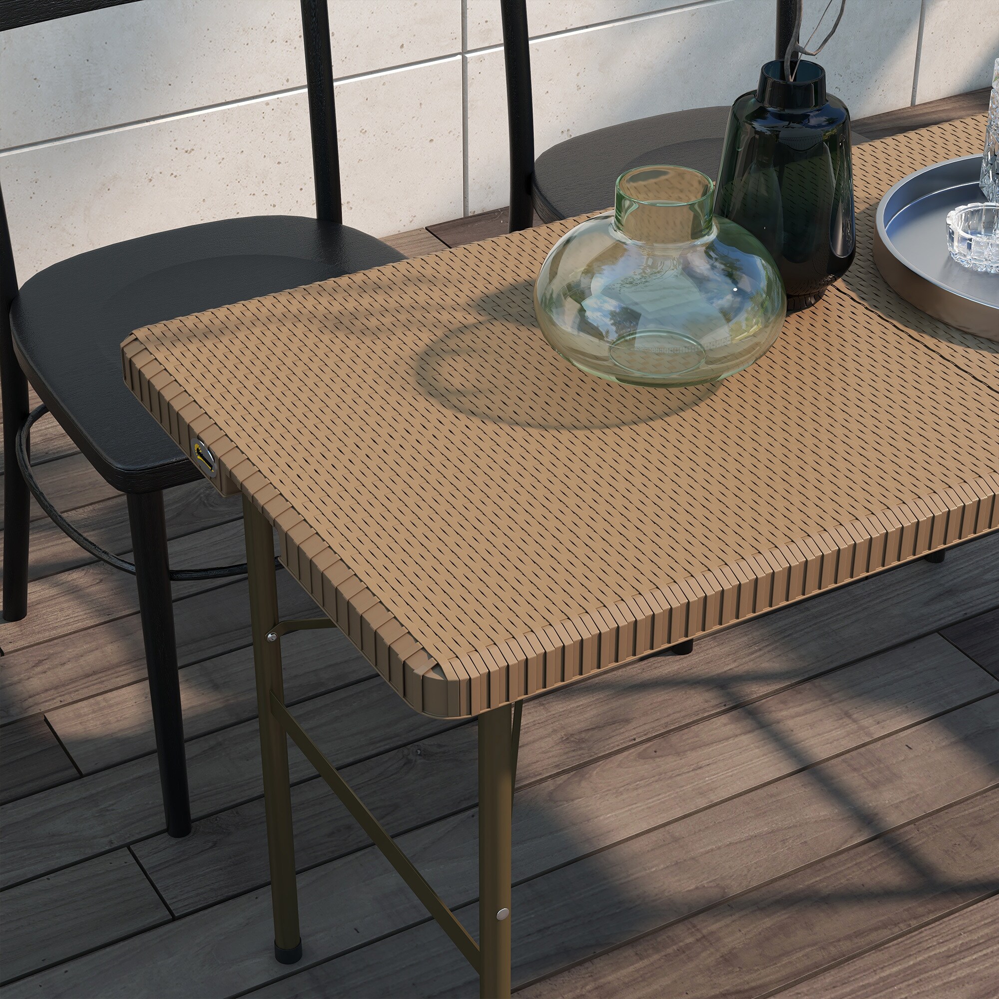 Outsunny Campingtisch für 4 Personen mit Griff braun 122L x 60B x 73H cm