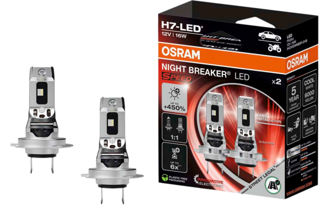 Osram Night Breaker LED Speed H7 450 LED Autoscheinwerferlampe mit 240 m Leuchtweite