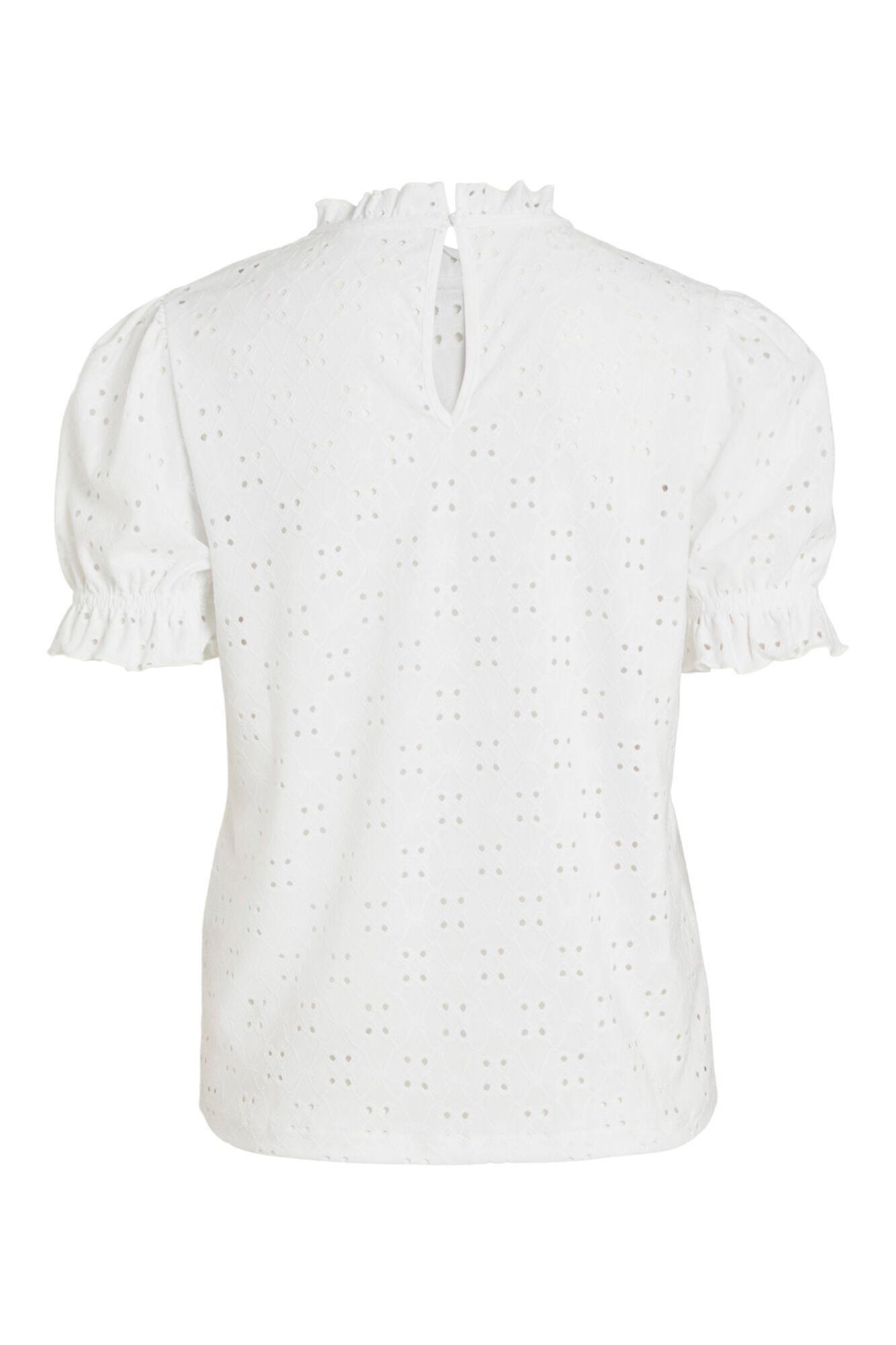 Camiseta com mangas bufantes e babados - Branca