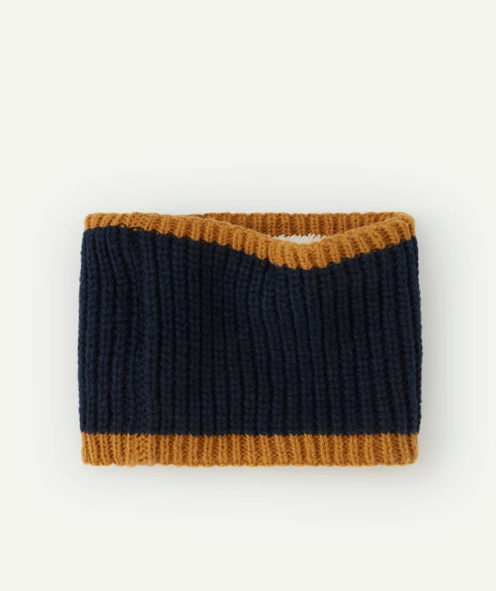 SNOOD TRICOT BÉBÉ GARÇON EN FIBRES RECYCLÉES BLEU MARINE ET MARRON