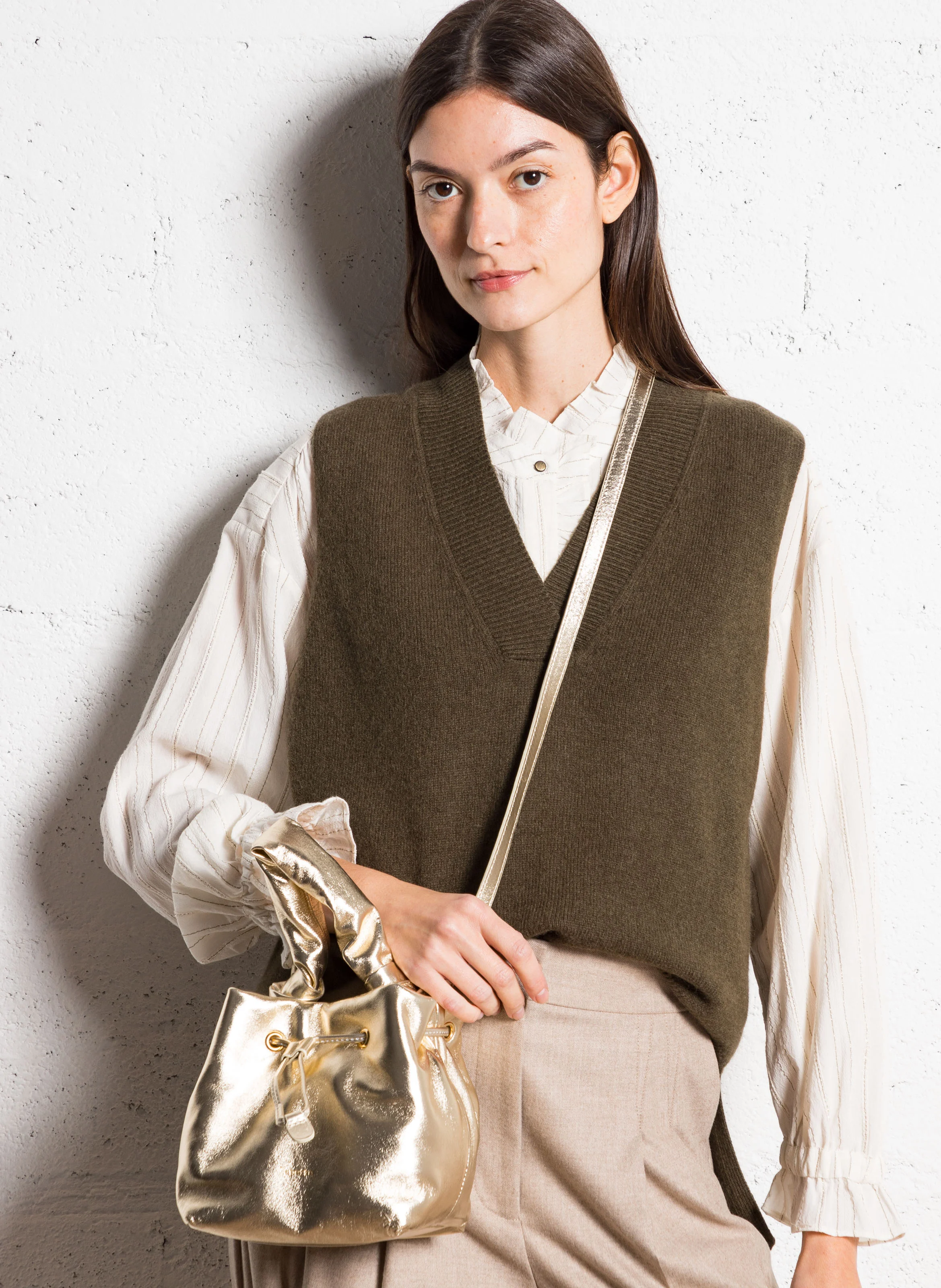 PETITE TENDRESSE - Sac à main bourse en cuir| Doré