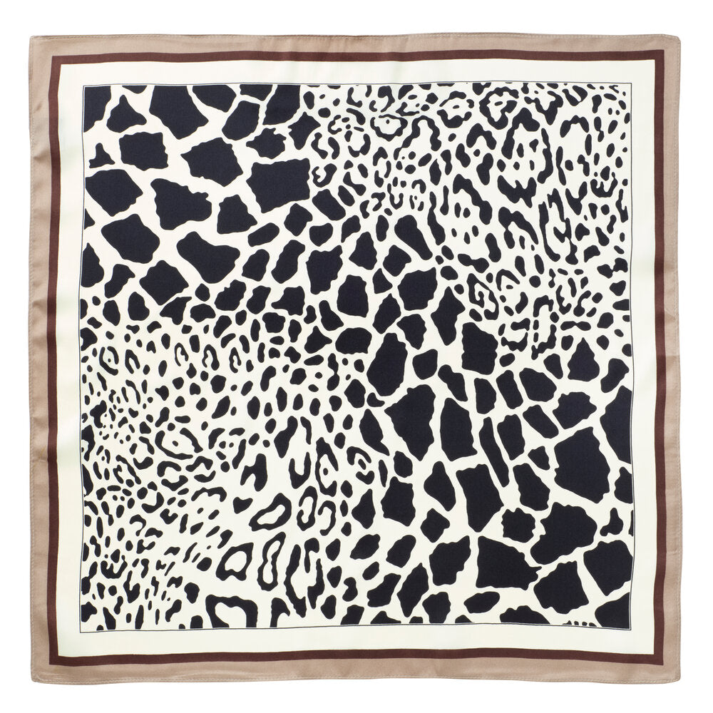 Bahne Accessories  Silketærklæde, Black leopard - 50x50 cm.