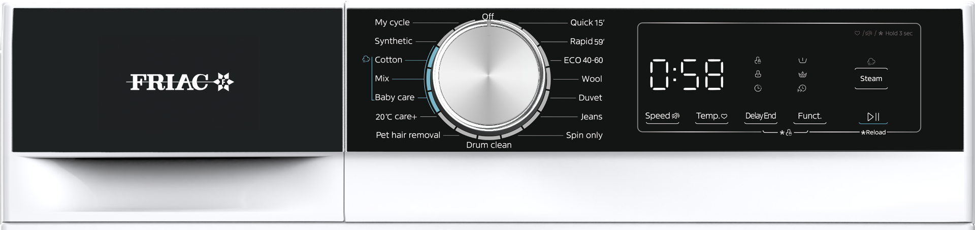 Friac wasmachine WA1220A -12 kg - 1400 T/min - Energieklasse A-20%