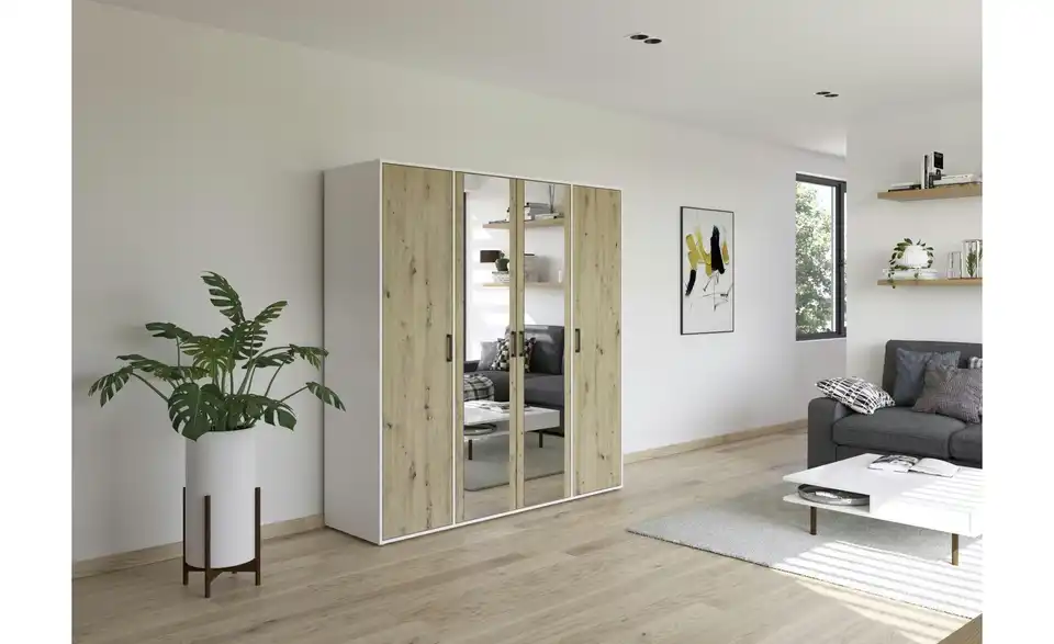 Drehtürenschrank Absetzung: Weiß 187 cm 4 Stück