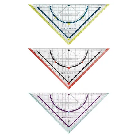 Herlitz Geometriedreieck my.pen mit Griff, 25 cm, 3 Stück in verschiedenen Farben