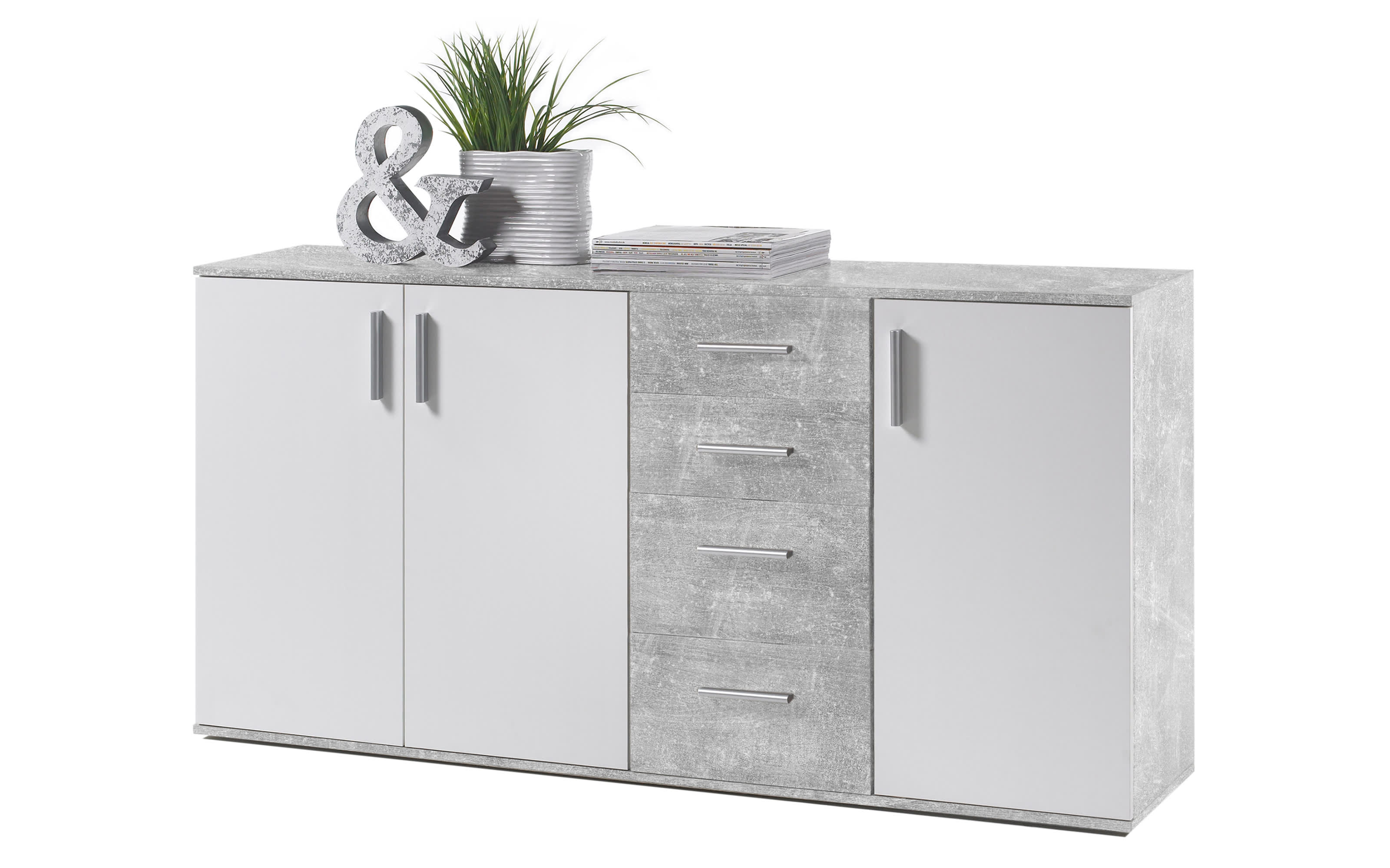 Kommode Bobby, Betonfarbig, 160 cm