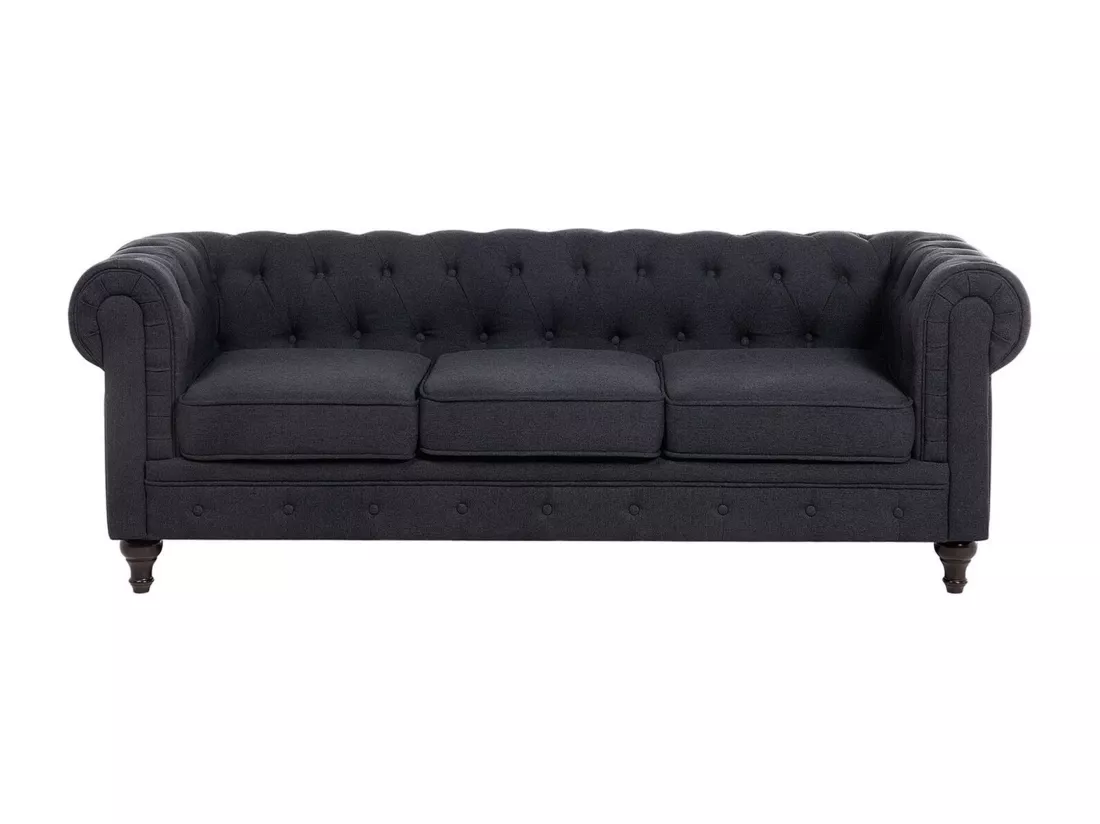 Canapé en tissu gris graphite 3 places CHESTERFIELD