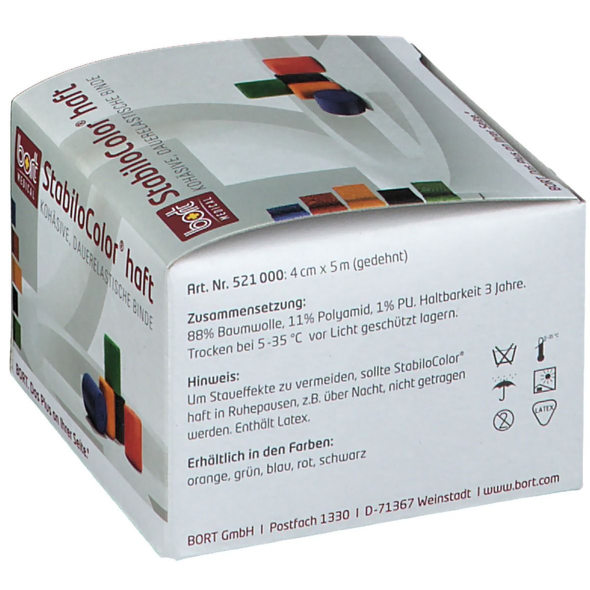BORT StabiloColor® haft Binde 4 cm schwarz