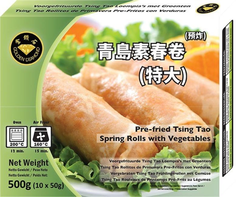 Golden Diamond Voorgebakken Tsing Tao Loempia's met Groenten 500g (10x50g)