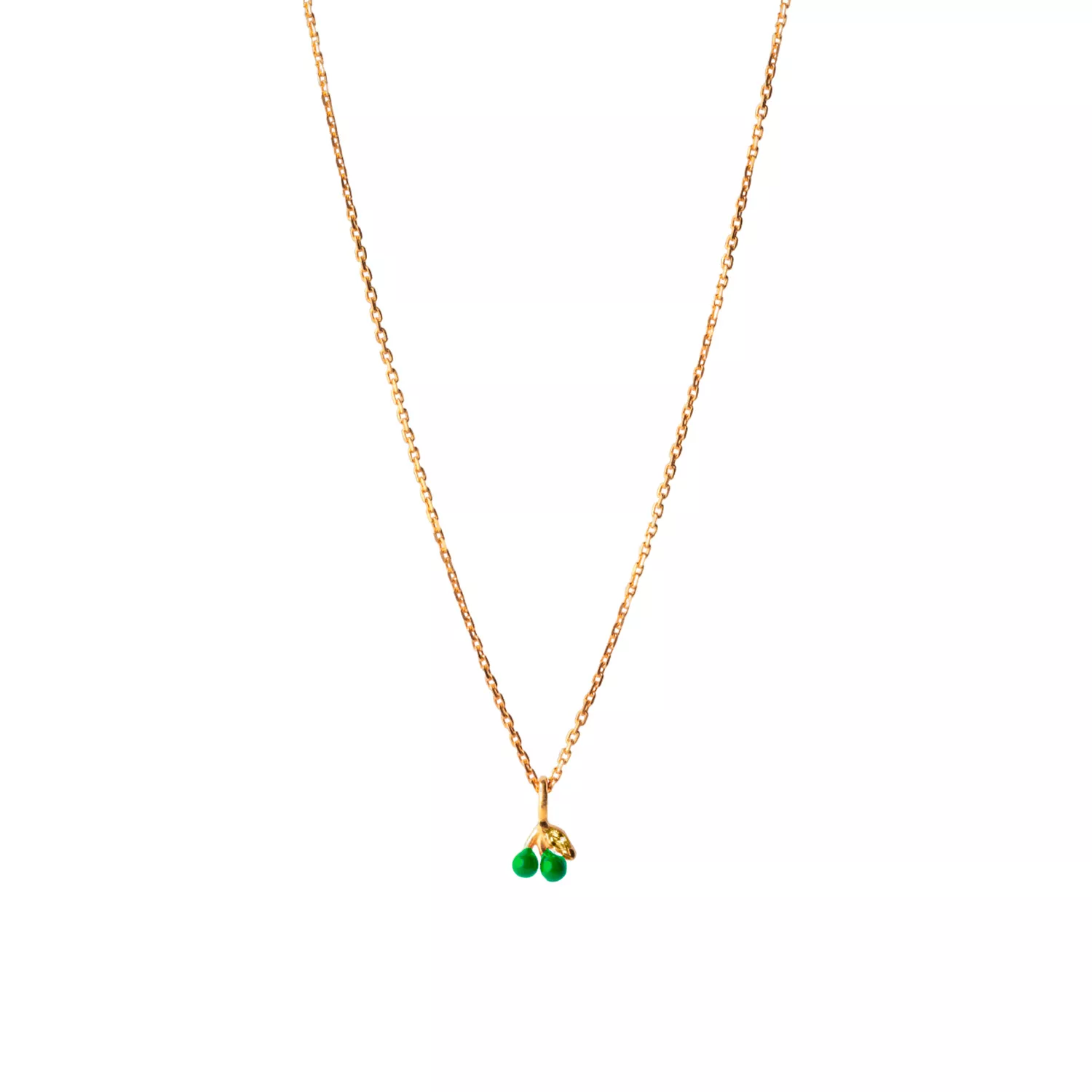 Enamel Cherry Grass Halskæde 18 kt. Forgyldt Sølv N70GM