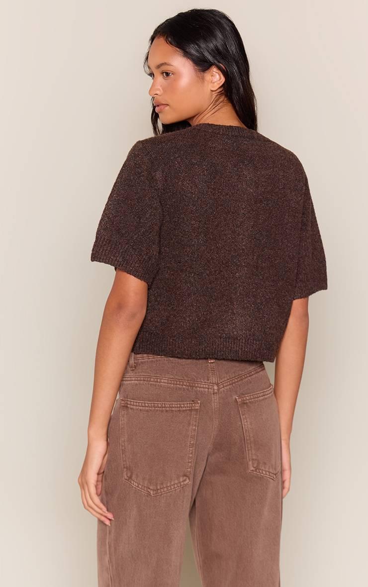Chocolat T-shirt En Maille Douce Avec Détail Boutons Nacrés