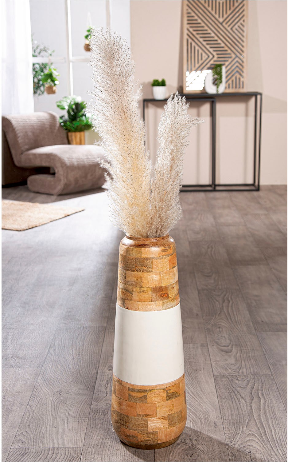 GILDE Bodenvase »Vase Naturelle naturfarben-weiss«
