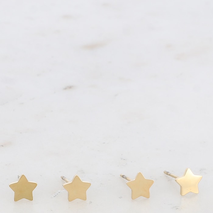 Lot de 2 paires de boucles d'oreilles étoiles - Acier inoxydable doré