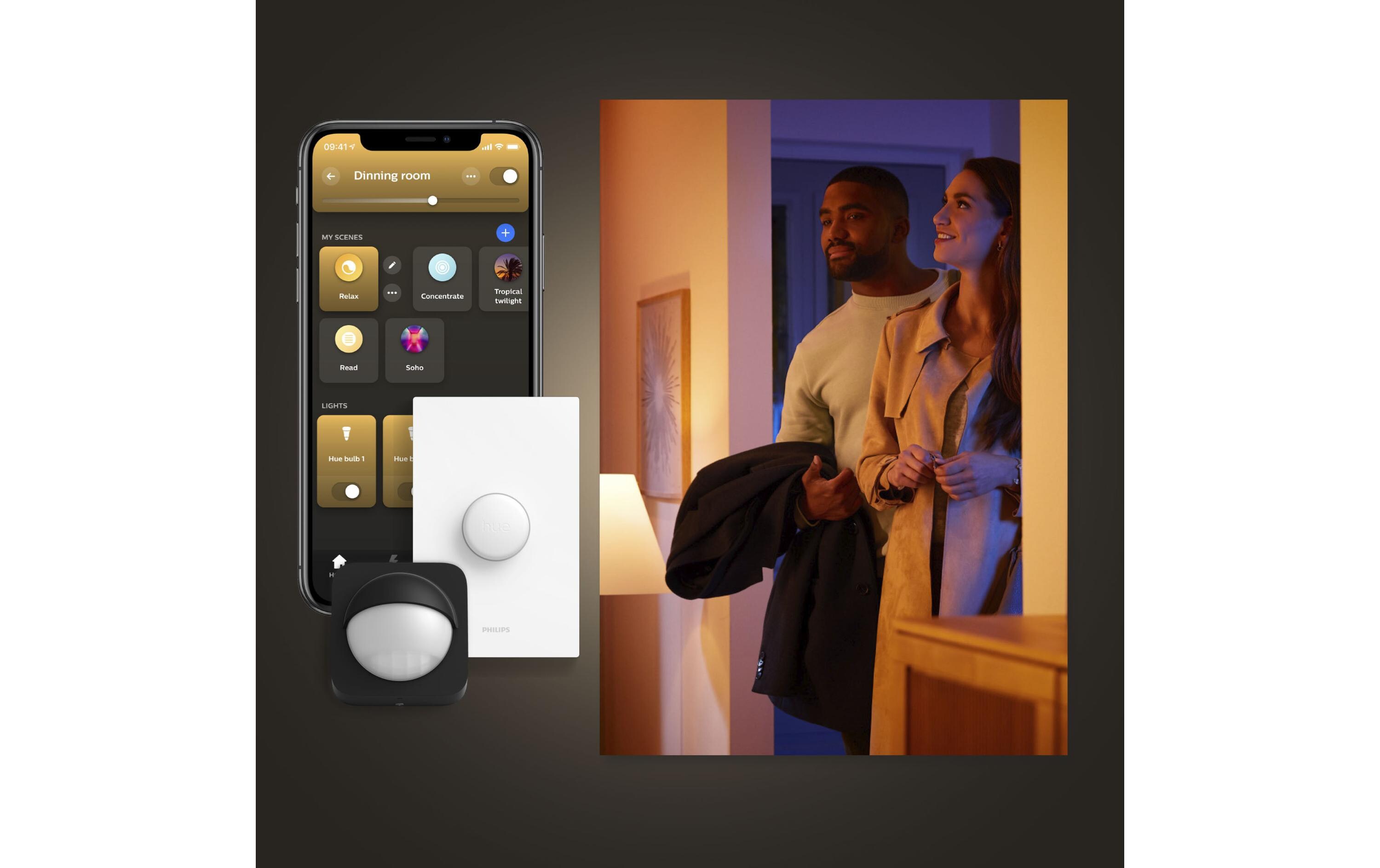 White & Color Ambiance Lightguide Globe 95 E27Smartes Hue E27-Leuchtmittel