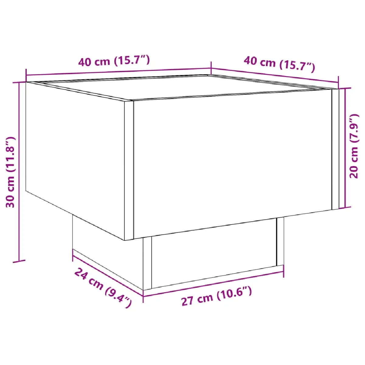 VIDAXL Table de chevet LED Chêne Fumé