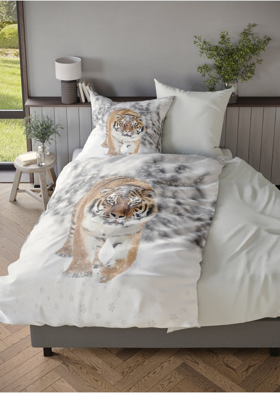 Parure de lit réversible avec tigre