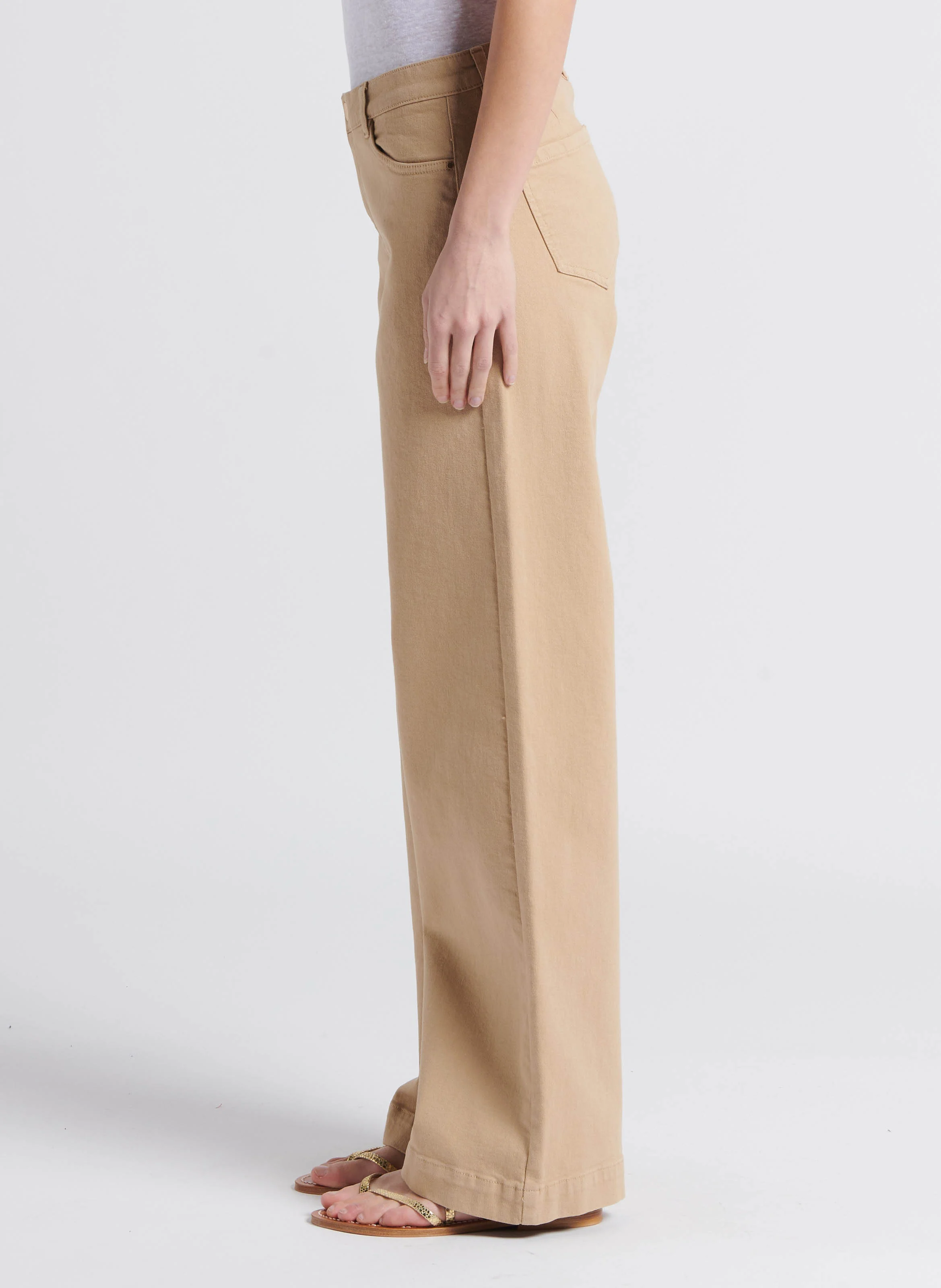 SANDY - Jean large en coton stretch | Beige