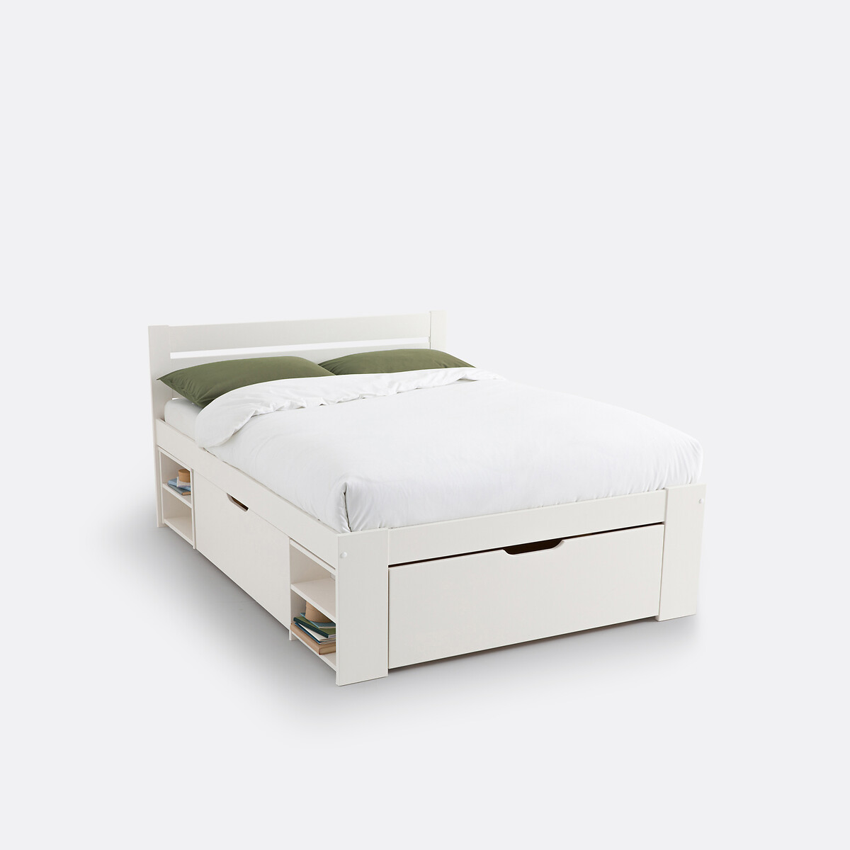 LA REDOUTE INTERIEURS<br>Cama com estrado de ripas, gavetas e mesas de cabeceira, Konni