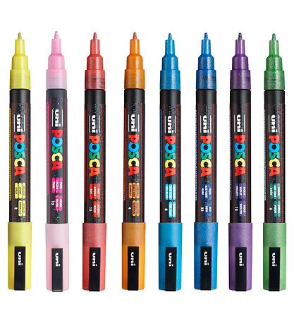 Posca Filzstifte - PC-3ML - 8 st. - Mehrfarbig m. Glitzer