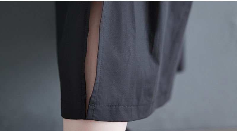 Lewwe - Hoge taille, effen geplooide cropped culottes met split