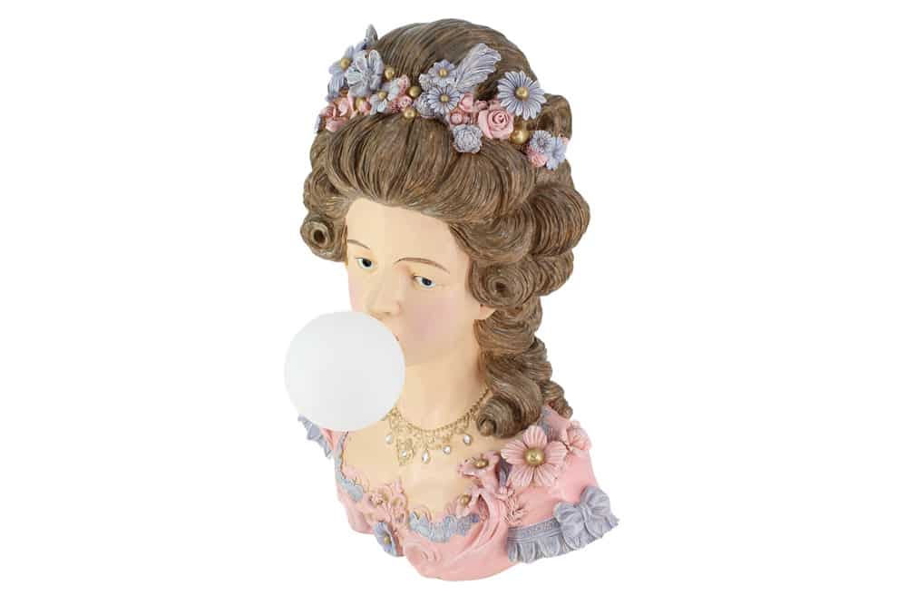 Handgefertigte Tischlampe LADY 60cm mehrfarbig Büste mit Lampenkugel