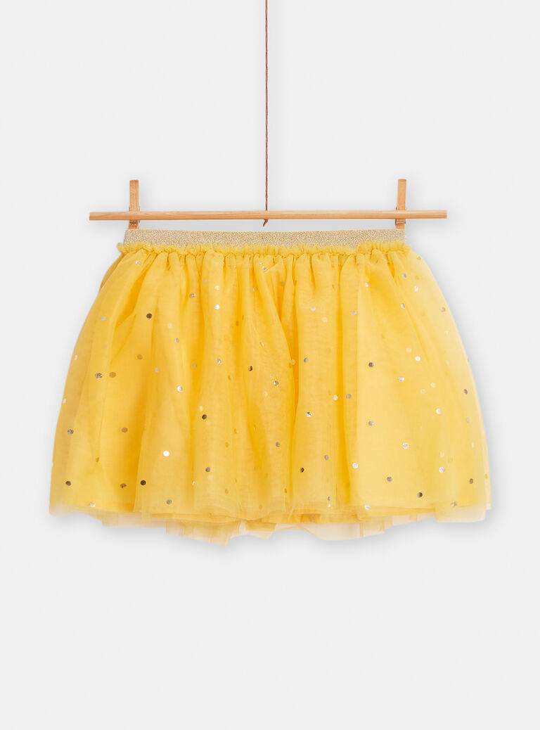 Jupe en tulle jaune à pois pour fille