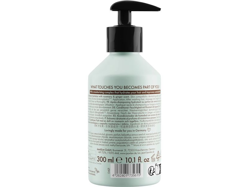 Jean & Len Haarspülung Rosemary & Ginger 300 ml Natürlicher Conditioner für natürlichen Glanz und bessere Kämmbarkeit