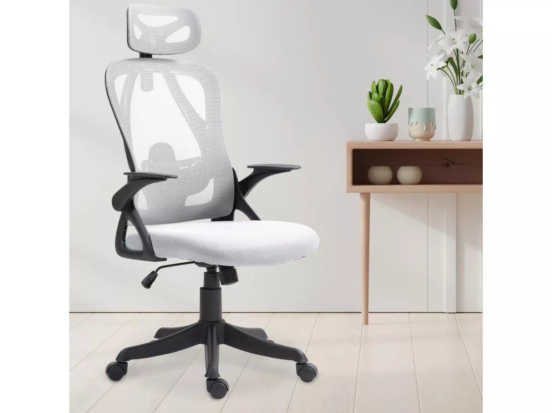 Chaise de bureau - Tissu & Plastique - Gris - Taos