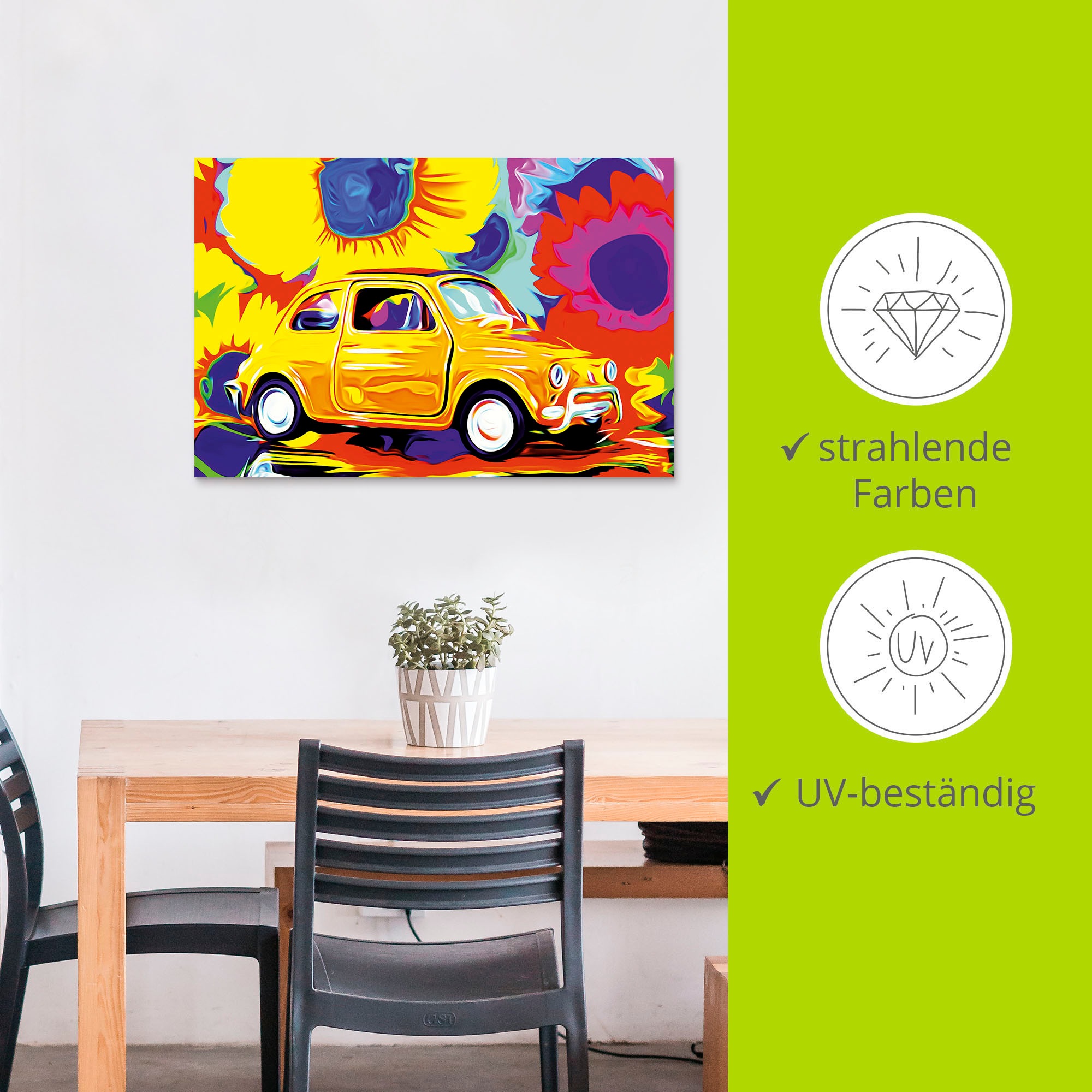 Artland Wandbild »Fiat 500« Auto 1 Stk. tlg. als Alubild, Leinwandbild, Wandaufkleber oder Poster in versch. Grössen